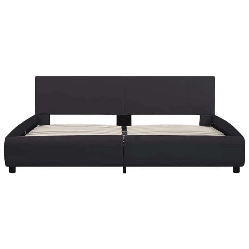 Estrutura de Cama de casal simple com LED 160x200 cm couro artificial preto