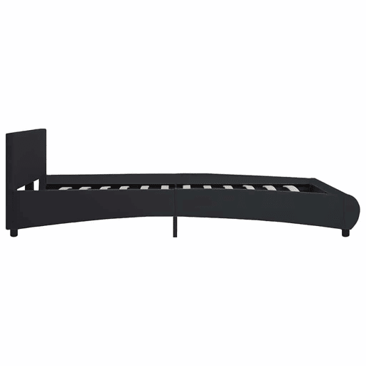Estrutura de Cama de casal simple com LED 160x200 cm couro artificial preto