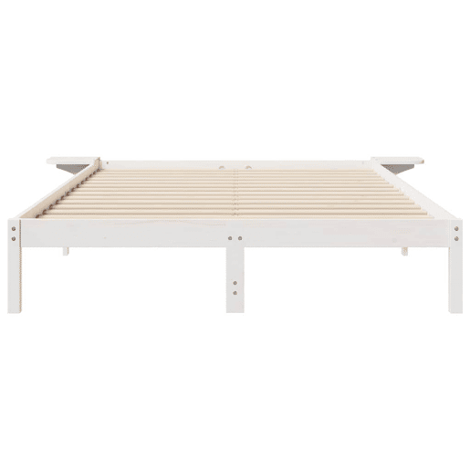 Estrutura de Cama de casal moderno com Mesas Laterais Branco 160 x 220 cm