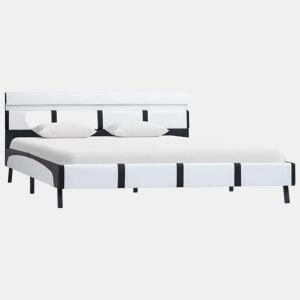 Estrutura de Cama de casal simple com LED 160x200 cm couro artificial branco