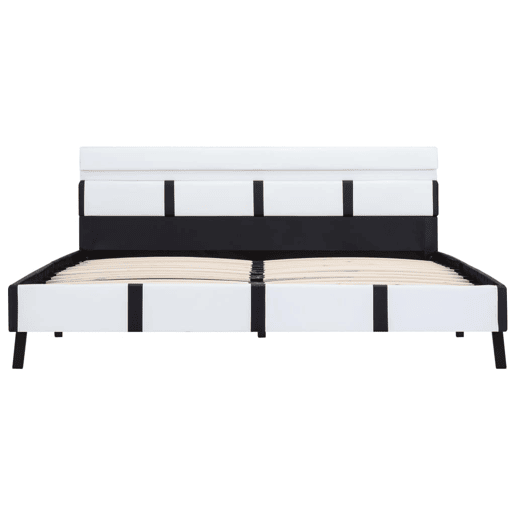 Estrutura de Cama de casal simple com LED 160x200 cm couro artificial branco