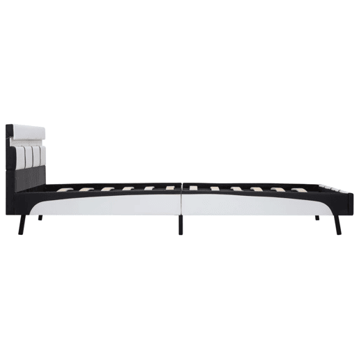 Estrutura de Cama de casal simple com LED 160x200 cm couro artificial branco