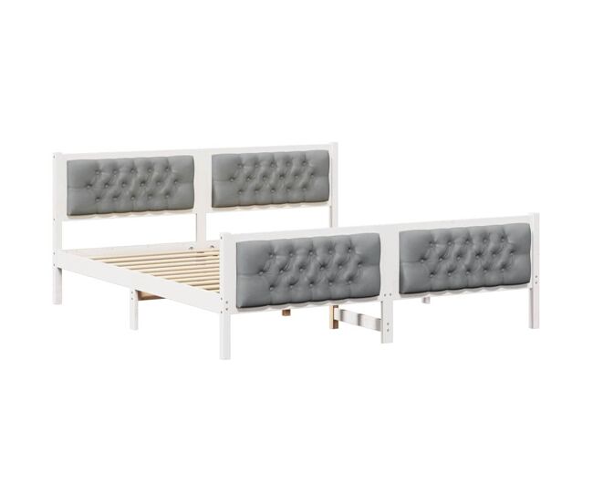 Estructura de cama matrimonial comodidad con cabecera - gris claro 180 x 200 cm