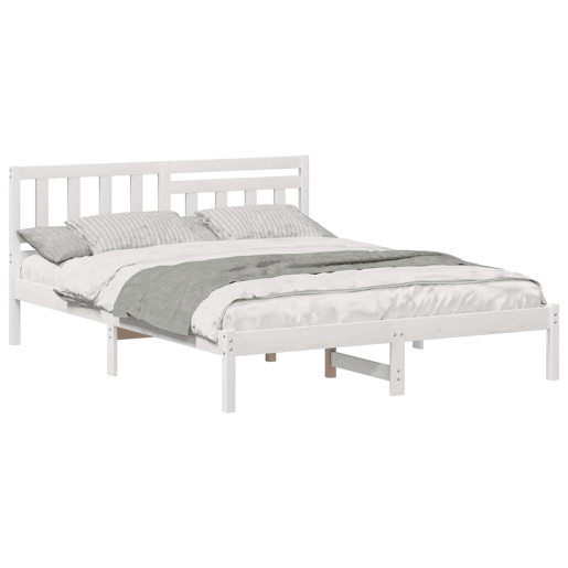 Estrutura da Cama de casal simple com cabeceira Branco 150 x 200 cm Estrutura da Cama de casal simple com cabeceira Branco 150 x 200 cm