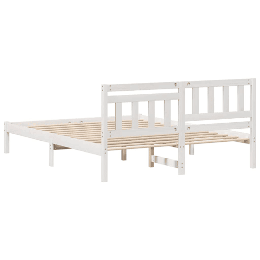 Estrutura da Cama de casal simple com cabeceira Branco 150 x 200 cm Estrutura da Cama de casal simple com cabeceira Branco 150 x 200 cm