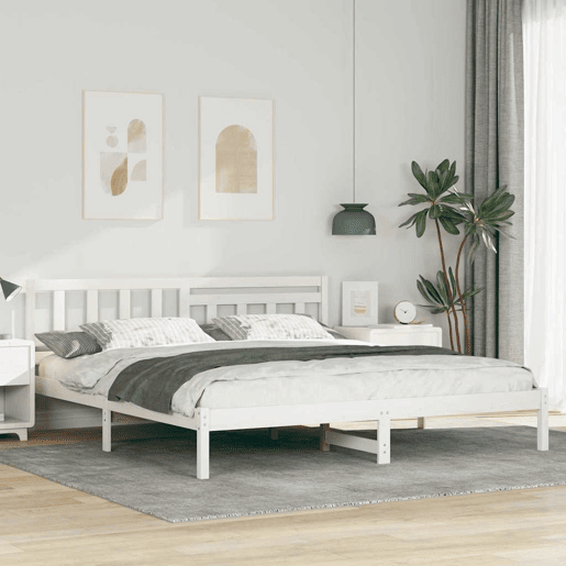 Estrutura da Cama de casal simple com cabeceira Branco 180 x 200 cm
