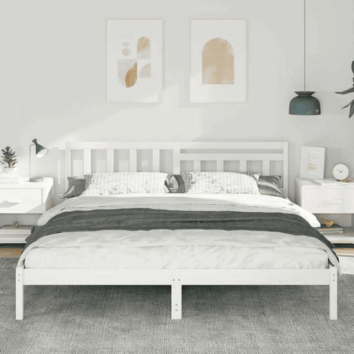 Estrutura da Cama de casal simple com cabeceira Branco 180 x 200 cm