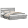 Estrutura de cama de casal king size com cabeceira - Cinza Sonoma 200 x 200 cm