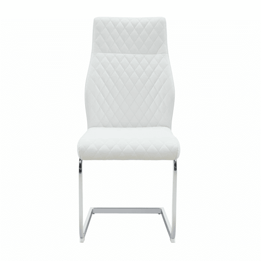 Cadeira de jantar 2 unidades - encosto alto, assento acolchoado, metal prateado - Branco+Prateado Cadeira de jantar 2 unidades - encosto alto, assento acolchoado, metal prateado - Branco+Prateado