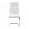 Cadeira de jantar 2 unidades - encosto alto, assento acolchoado, metal prateado - Branco+Prateado