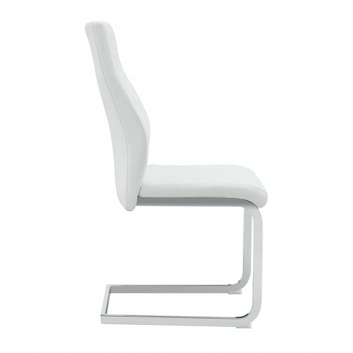 Cadeira de jantar 2 unidades - encosto alto, assento acolchoado, metal prateado - Branco+Prateado Cadeira de jantar 2 unidades - encosto alto, assento acolchoado, metal prateado - Branco+Prateado