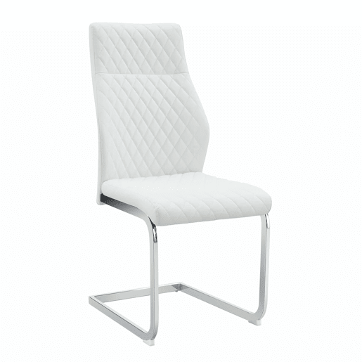 Cadeira de jantar 2 unidades - encosto alto, assento acolchoado, metal prateado - Branco+Prateado Cadeira de jantar 2 unidades - encosto alto, assento acolchoado, metal prateado - Branco+Prateado