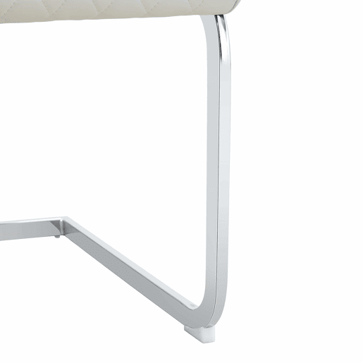 Cadeira de jantar 2 unidades - encosto alto, assento acolchoado, metal prateado - Branco+Prateado Cadeira de jantar 2 unidades - encosto alto, assento acolchoado, metal prateado - Branco+Prateado