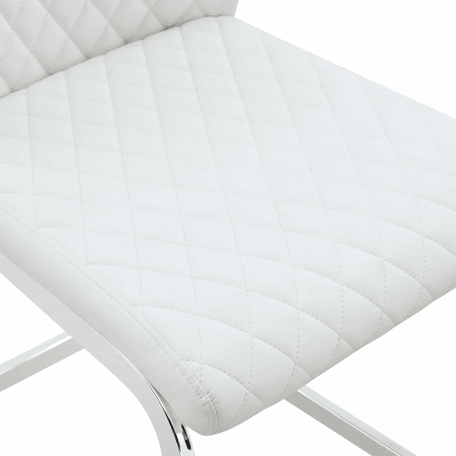 Cadeira de jantar 2 unidades - encosto alto, assento acolchoado, metal prateado - Branco+Prateado Cadeira de jantar 2 unidades - encosto alto, assento acolchoado, metal prateado - Branco+Prateado