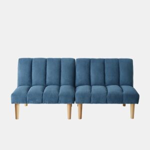 Sofá de 2 lugares, 167 cm - dobrável com encosto ajustável em 3 posições, economiza espaço, sofá-cama moderno para sala de estar e escritório - azul