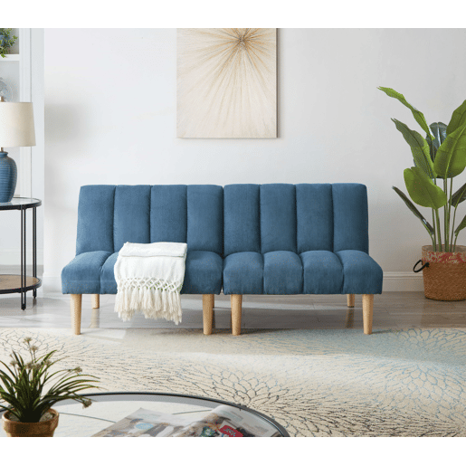 Sofá de 2 lugares, 167 cm - dobrável com encosto ajustável em 3 posições, economiza espaço, sofá-cama moderno para sala de estar e escritório - azul Sofá de 2 lugares, 167 cm - dobrável com encosto ajustável em 3 posições, economiza espaço, sofá-cama moderno para sala de estar e escritório - azul
