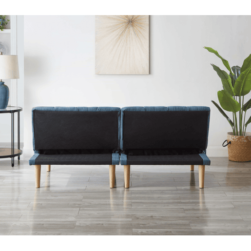 Sofá de 2 lugares, 167 cm - dobrável com encosto ajustável em 3 posições, economiza espaço, sofá-cama moderno para sala de estar e escritório - azul Sofá de 2 lugares, 167 cm - dobrável com encosto ajustável em 3 posições, economiza espaço, sofá-cama moderno para sala de estar e escritório - azul
