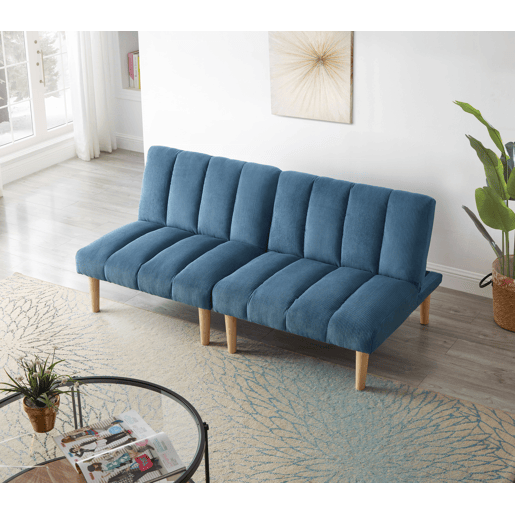 Sofá de 2 lugares, 167 cm - dobrável com encosto ajustável em 3 posições, economiza espaço, sofá-cama moderno para sala de estar e escritório - azul Sofá de 2 lugares, 167 cm - dobrável com encosto ajustável em 3 posições, economiza espaço, sofá-cama moderno para sala de estar e escritório - azul