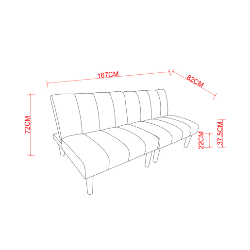 Sofá de 2 lugares, 167 cm - dobrável com encosto ajustável em 3 posições, economiza espaço, sofá-cama moderno para sala de estar e escritório - azul Sofá de 2 lugares, 167 cm - dobrável com encosto ajustável em 3 posições, economiza espaço, sofá-cama moderno para sala de estar e escritório - azul
