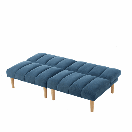 Sofá de 2 lugares, 167 cm - dobrável com encosto ajustável em 3 posições, economiza espaço, sofá-cama moderno para sala de estar e escritório - azul Sofá de 2 lugares, 167 cm - dobrável com encosto ajustável em 3 posições, economiza espaço, sofá-cama moderno para sala de estar e escritório - azul