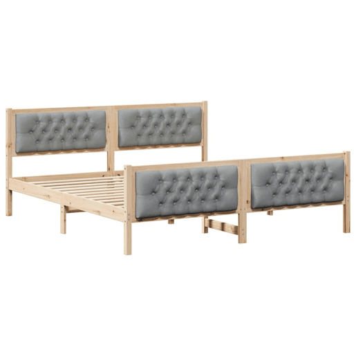 Estrutura da Cama de casal simple com cabeceira Cinzento-claro 180 x 200 cm