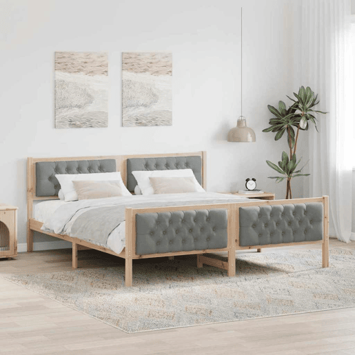 Estrutura da Cama de casal simple com cabeceira Cinzento-claro 180 x 200 cm