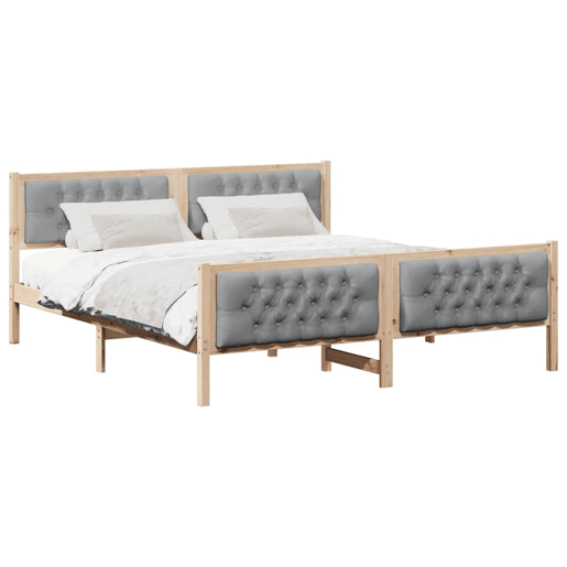 Estrutura da Cama de casal simple com cabeceira Cinzento-claro 180 x 200 cm