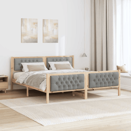 Estrutura da Cama de casal simple com cabeceira Cinzento-claro 180 x 200 cm