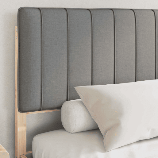 Estrutura de Cama de casal moderno com Cabeceira Estofada Cinzento-claro Estrutura de Cama de casal moderno com Cabeceira Estofada Cinzento-claro