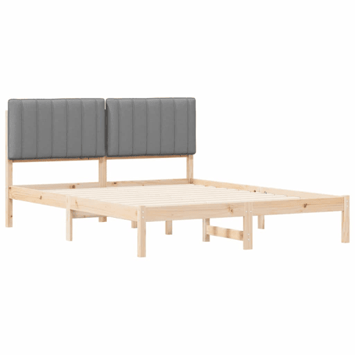 Estrutura de Cama de casal moderno com Cabeceira Estofada Cinzento-claro Estrutura de Cama de casal moderno com Cabeceira Estofada Cinzento-claro