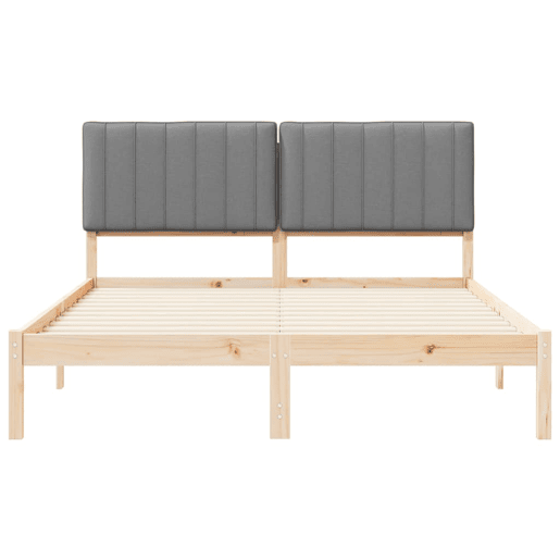 Estrutura de Cama de casal moderno com Cabeceira Estofada Cinzento-claro Estrutura de Cama de casal moderno com Cabeceira Estofada Cinzento-claro