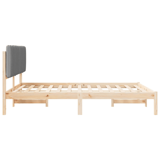 Estrutura de Cama de casal moderno com Cabeceira Estofada Cinzento-claro Estrutura de Cama de casal moderno com Cabeceira Estofada Cinzento-claro