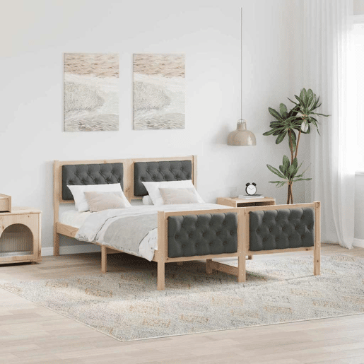 Estrutura da Cama de casal simple com cabeceira Cinza Escuro 150 x 200 cm