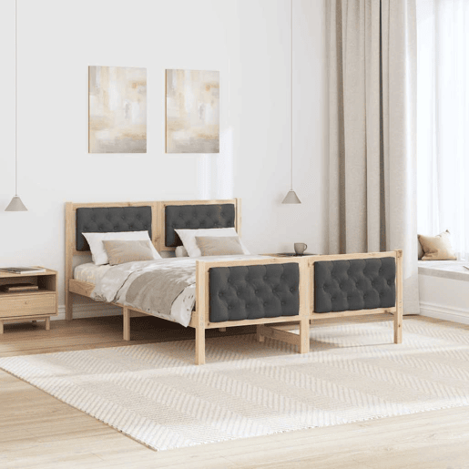 Estrutura da Cama de casal simple com cabeceira Cinza Escuro 150 x 200 cm