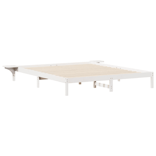 Estrutura de Cama de casal moderno com Mesas Laterais Branco 180 x 210 cm