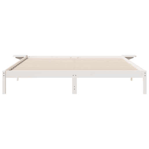 Estrutura de Cama de casal moderno com Mesas Laterais Branco 180 x 210 cm