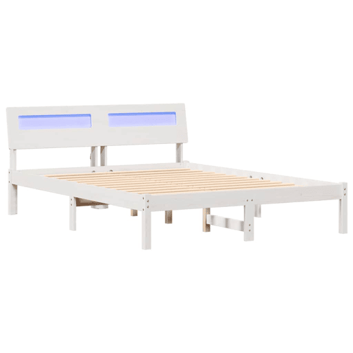 Estrutura da Cama de casal simple com cabeceira Branco 140 x 190 cm