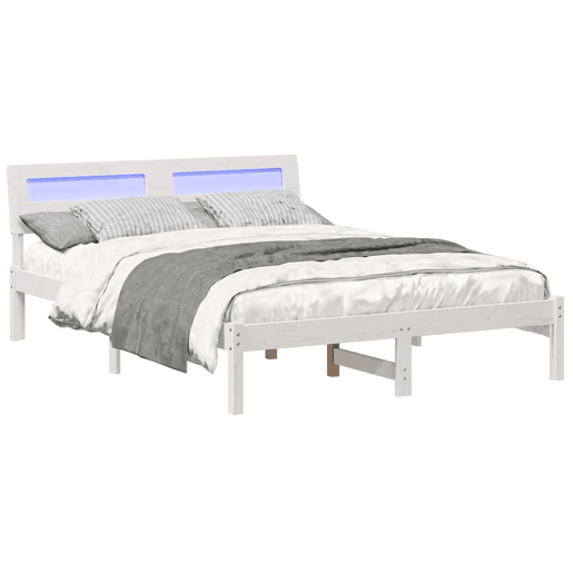 Estrutura da Cama de casal simple com cabeceira Branco 140 x 190 cm