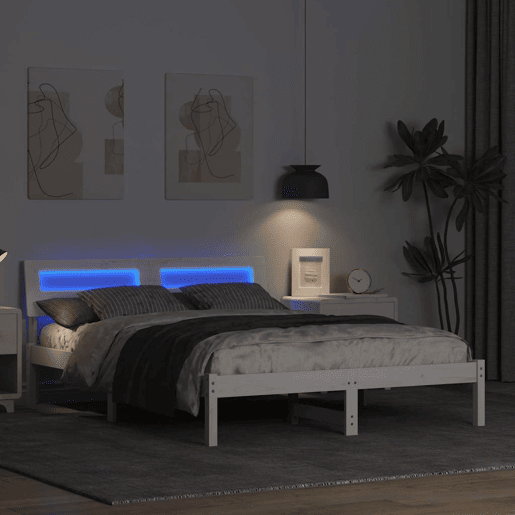 Estrutura da Cama de casal simple com cabeceira Branco 140 x 190 cm