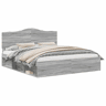 Estrutura de cama de casal king size com cabeceira - Cinza Sonoma 200 x 200 cm