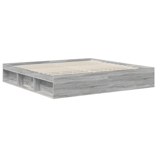 Estrutura de cama de casal king size com cabeceira - Cinza Sonoma 200 x 200 cm Estrutura de cama de casal king size com cabeceira - Cinza Sonoma 200 x 200 cm