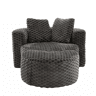 Poltrona individual com otomana 130×115×103 cm - Poltrona-cama redonda extragrande, sem montagem, sofá sem estrutura - Cinza escuro