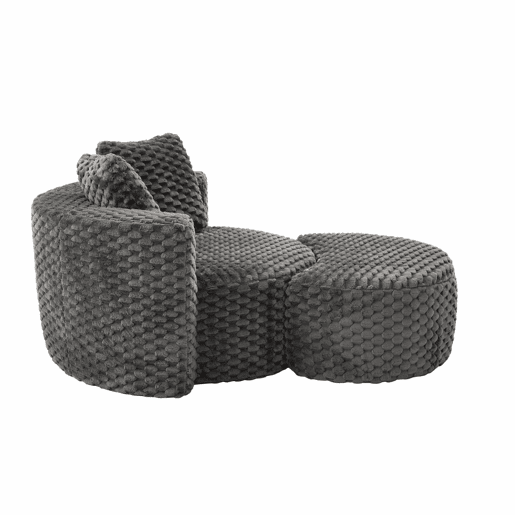 Poltrona individual com otomana 130×115×103 cm - Poltrona-cama redonda extragrande, sem montagem, sofá sem estrutura - Cinza escuro