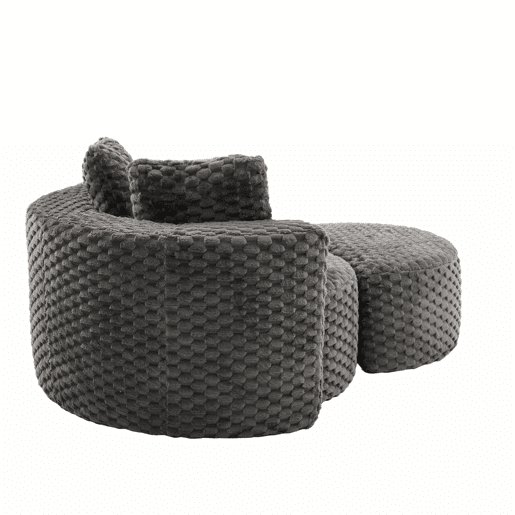 Poltrona individual com otomana 130×115×103 cm - Poltrona-cama redonda extragrande, sem montagem, sofá sem estrutura - Cinza escuro