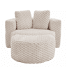 Poltrona individual 130×115×103 cm - Extra grande, sem estrutura, com pufe, assento macio em felpa sintética, ideal para a sala de estarquarto - Bege