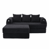 Sofá modular de 3 lugares - Modular, com almofadas confortáveis, estrutura em metal e bolso lateral - Preto