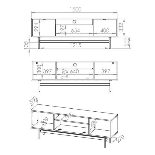 Móvel de TV 3 portas 150 cm Nila Madeira Móvel de TV 3 portas 150 cm Nila Madeira