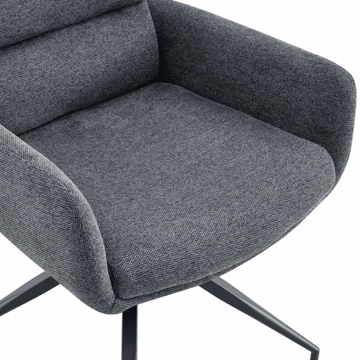 Cadeira giratória europeia 2 unidades - design luxuoso, linho cinza escuro, pernas metálicas pretas