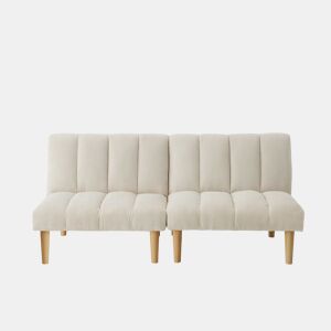 Sofá de 2 lugares, 167 cm - dobrável com encosto ajustável em 3 posições, economiza espaço, moderno para a sala de estar e o escritório - bege