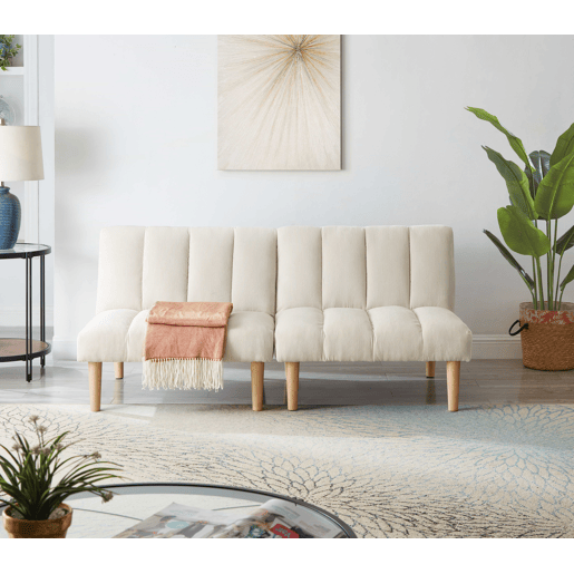 Sofá de 2 lugares, 167 cm - dobrável com encosto ajustável em 3 posições, economiza espaço, moderno para a sala de estar e o escritório - bege Sofá de 2 lugares, 167 cm - dobrável com encosto ajustável em 3 posições, economiza espaço, moderno para a sala de estar e o escritório - bege